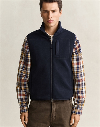 Gant - Zipped Fleece Vest - Evening Blue